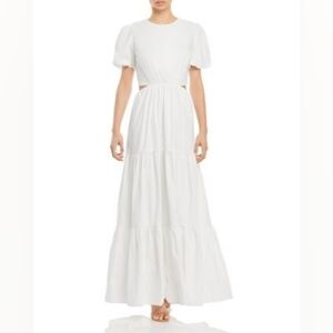 WAYF Plaza Cutout Puff Sleeve Maxi Dress – White | XS
